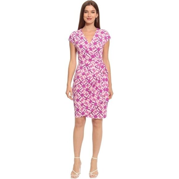 NEW Nordstom Maggy London Women's Printed Matte Jersey Wrap Dress Cherry geo 0 - Picture 1 of 4
